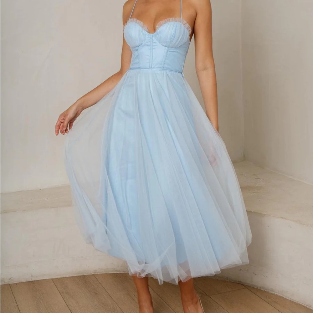 Blue MIDI Dress - medium - engagement photos , photoshoot dress